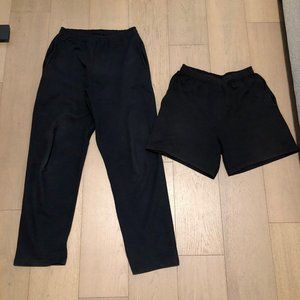 Heavyweight Sweatpants Sweatshorts Matching Pants & Shorts Bundle (Black)